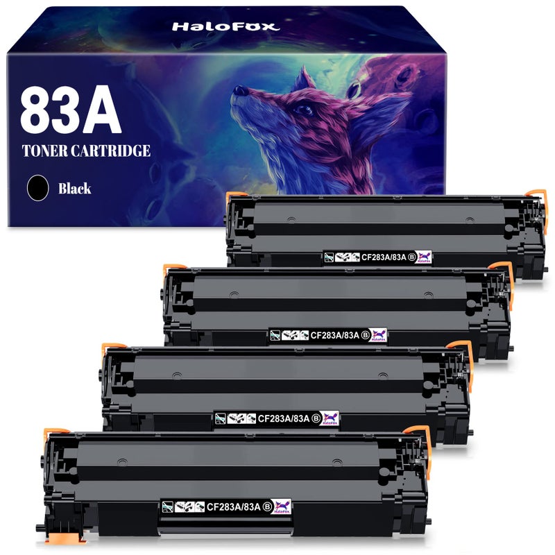 HaloFox Compatible Toner Cartridge Replacement for HP CF283A 83A Compatible for HP Laserjet Pro MFP M201dw M127fn M225dw M201n M125a M125nw M127fw Printer (Black,4-Pack) - Image 1